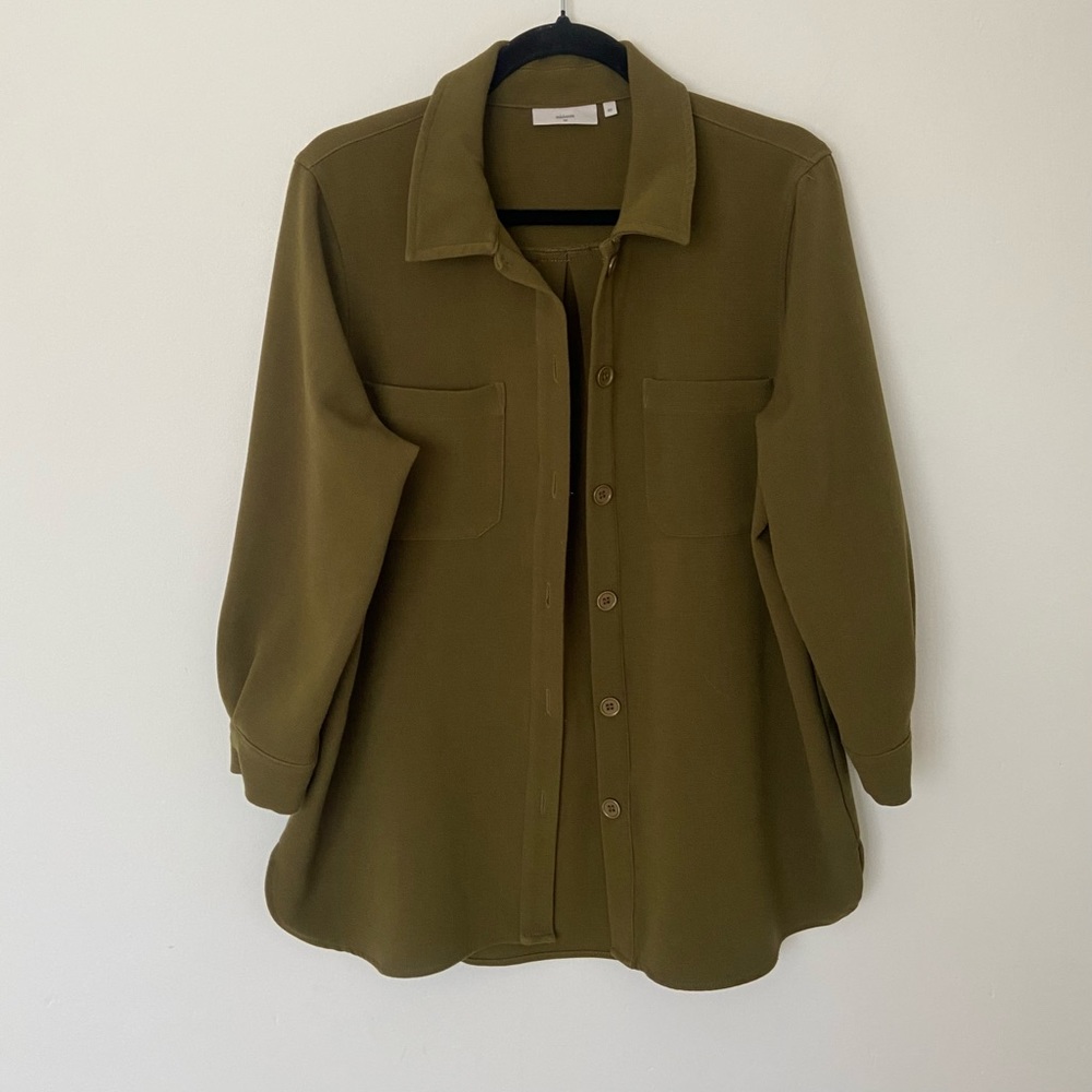 Minimum Over Shirt Dark Olive Green Heavyweight Shacket size 40 US Large